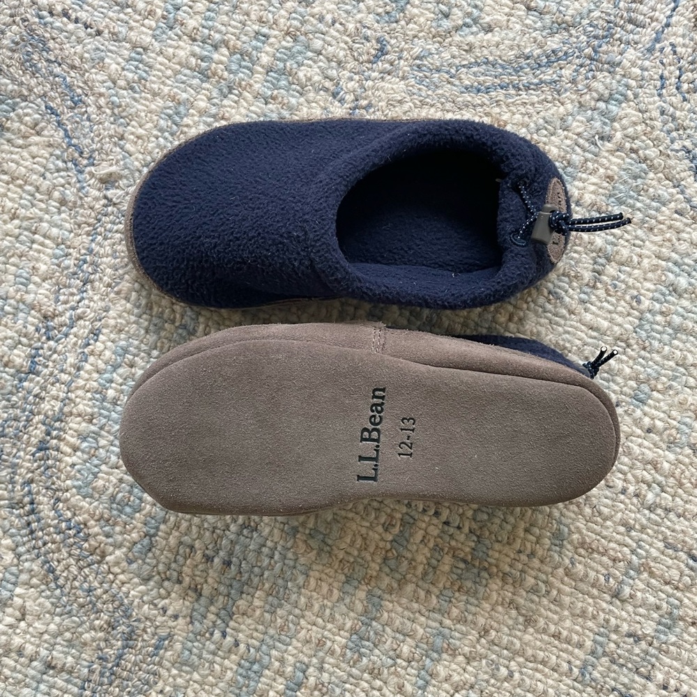 LLBean Kids Fleece Blue Slippers - size 12-13